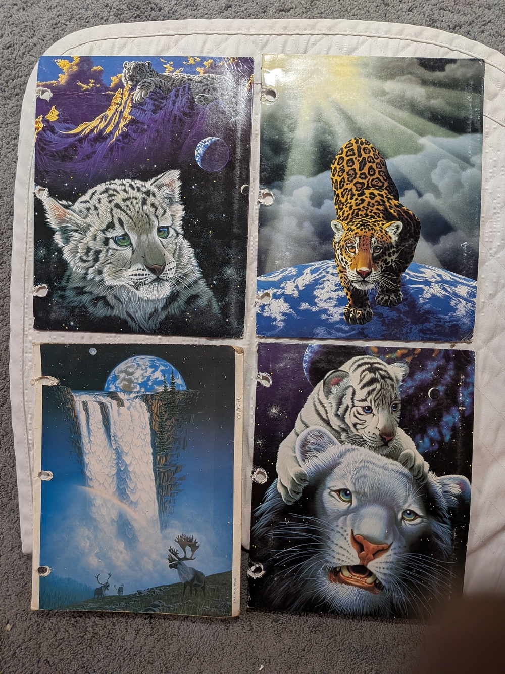 4 pc Vintage Schim Schimmel Folders Mead Snow Leopard Tiger Fantasy Earth Art